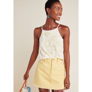 NWT Anthropologie Cosette Top Tank yellow white